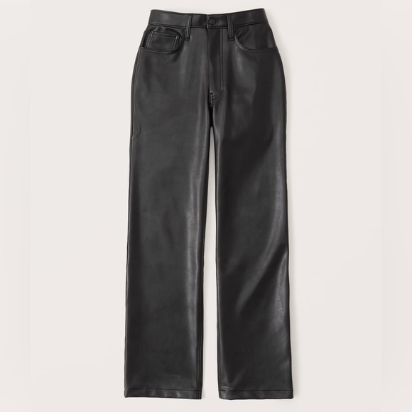 Abercrombie & Fitch Pants - Abercrombie & Fitch Black Leather Pants 90s Straight Curve Love Ultra High Rise